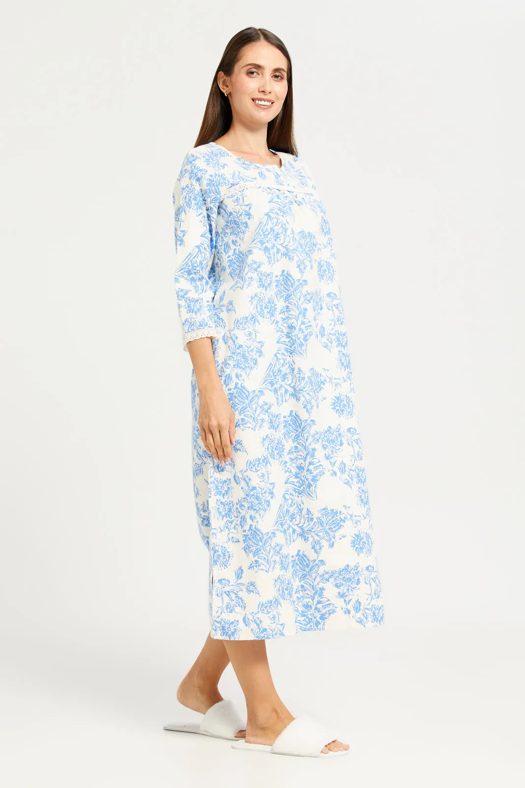 Women White And Blue Printed Nightgown sold by Redtag product image thumbnail 4