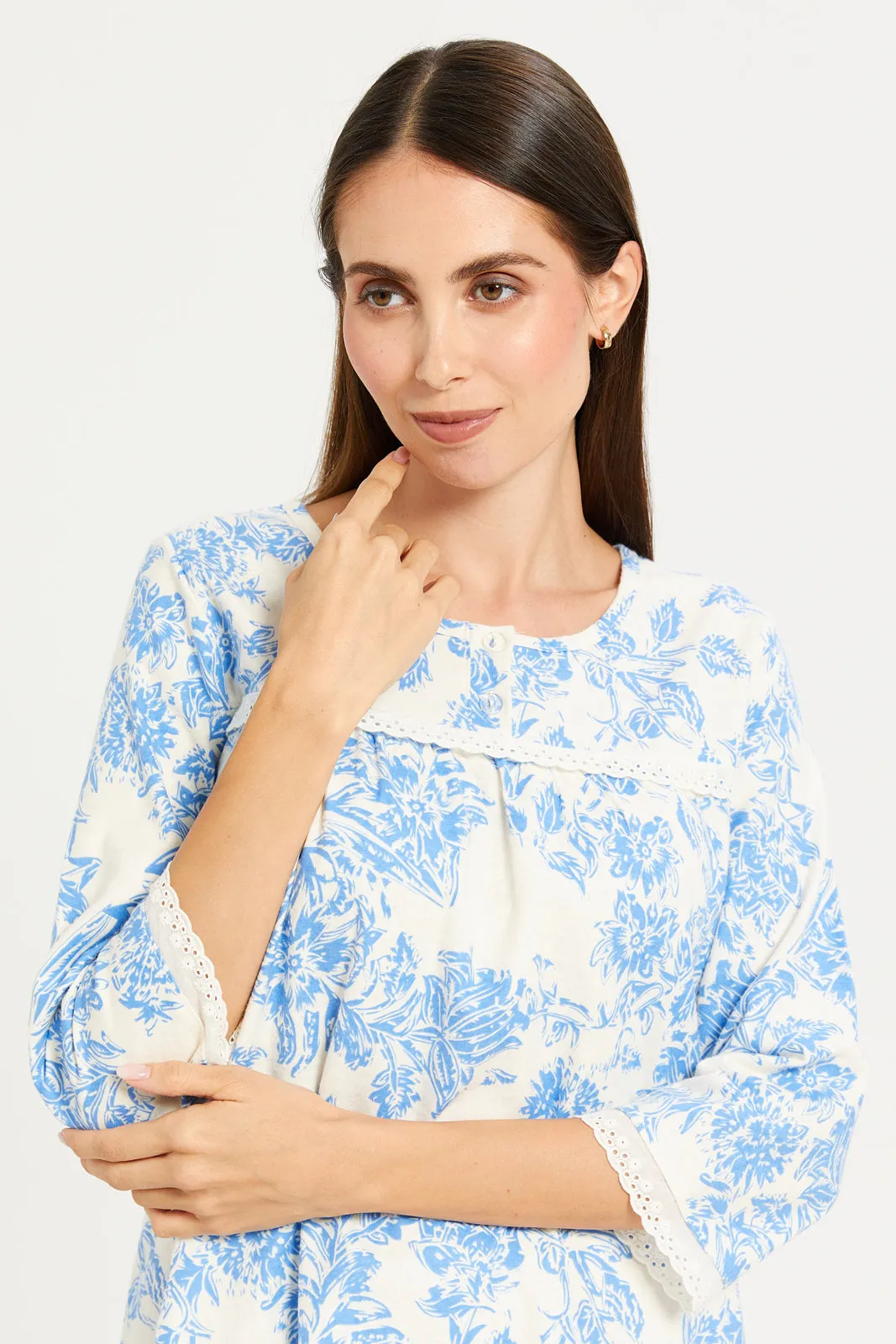 Women White And Blue Printed Nightgown sold by Redtag product image thumbnail 2