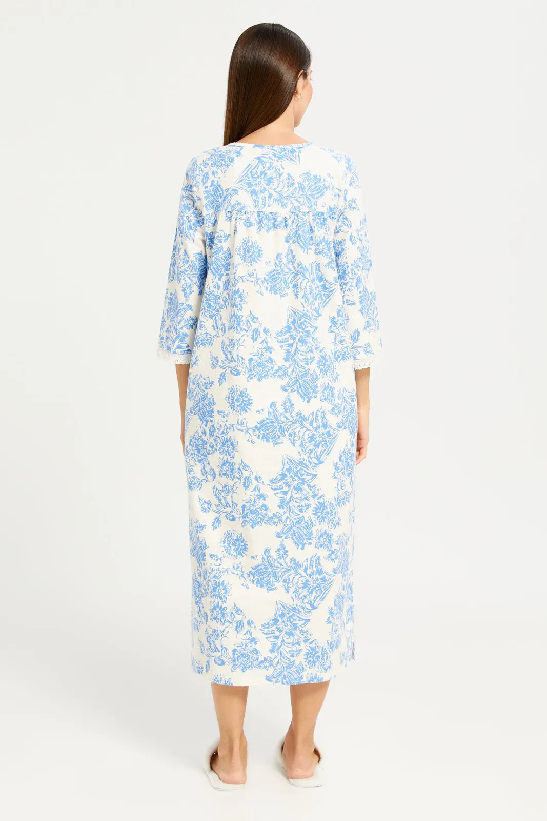 Women White And Blue Printed Nightgown sold by Redtag product image thumbnail 3