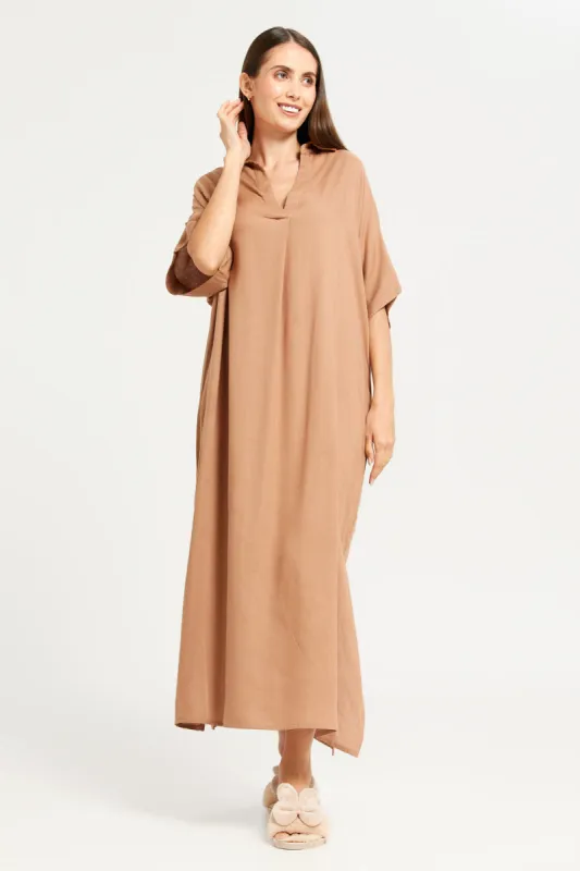 Women Brown Classic Kaftan Nightgown sold by Redtag