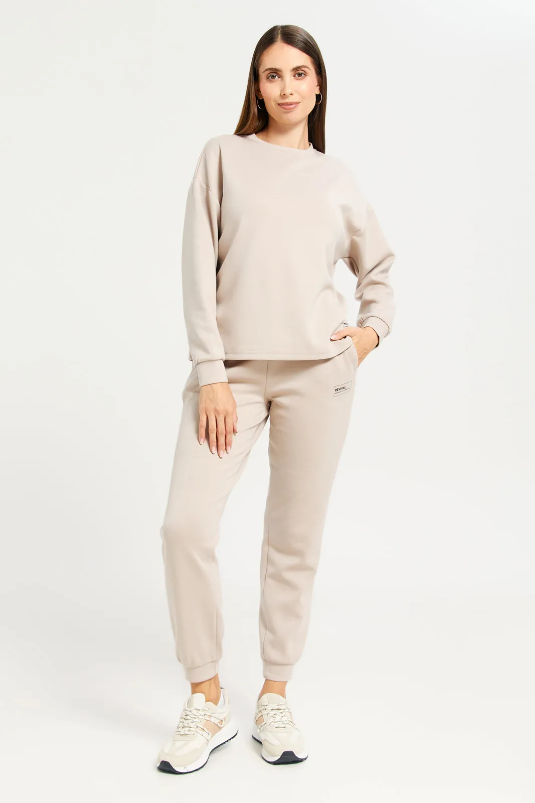 Women Beige Printed Active Joggers sold by Redtag product image thumbnail 2