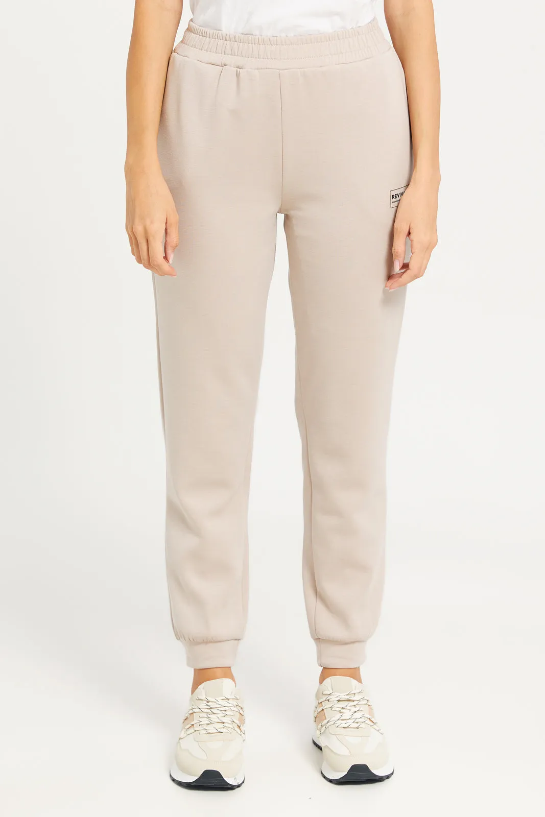 Women Beige Printed Active Joggers sold by Redtag