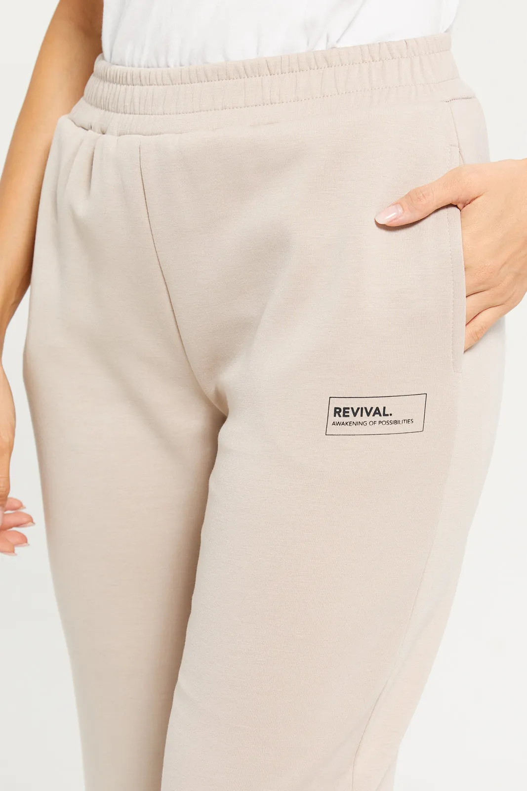 Women Beige Printed Active Joggers sold by Redtag product image thumbnail 4