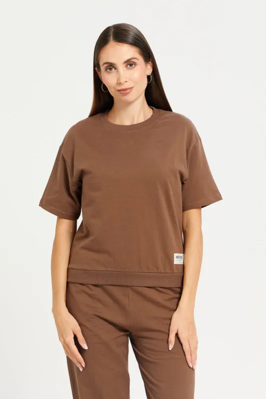 Women Brown Active T-Shirt sold by Redtag