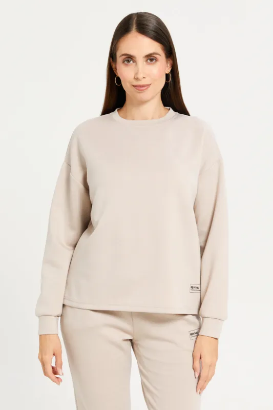 Women Beige Printed Sweatshirt sold by Redtag