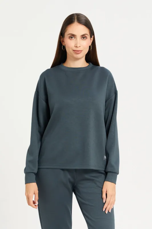 Women Olive Printed Sweatshirt sold by Redtag