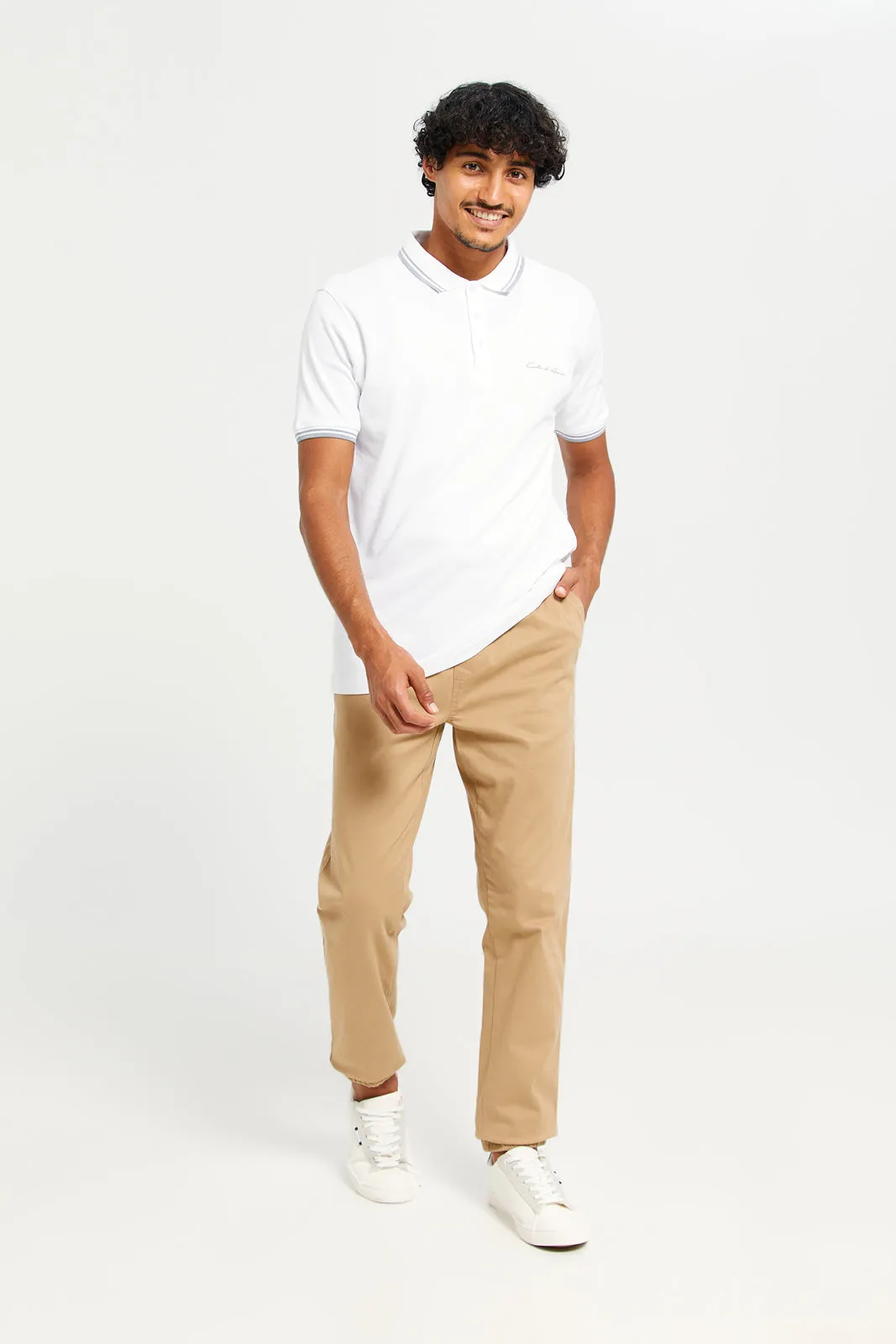Men Beige Solid Twill Jogger sold by Redtag product image thumbnail 2