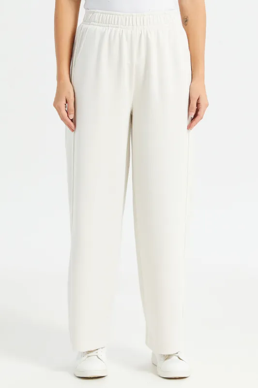 Women Ivory Wide Leg Piping Detailed Trouser sold by Redtag