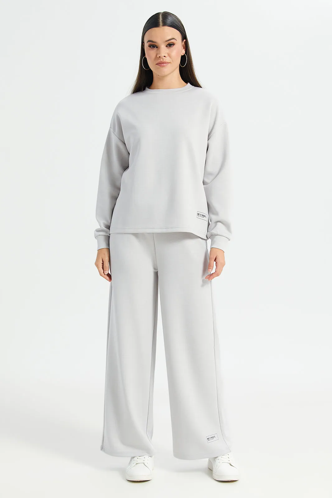 Women Grey Wide Leg Print Detail Active Pants sold by Redtag product image thumbnail 2