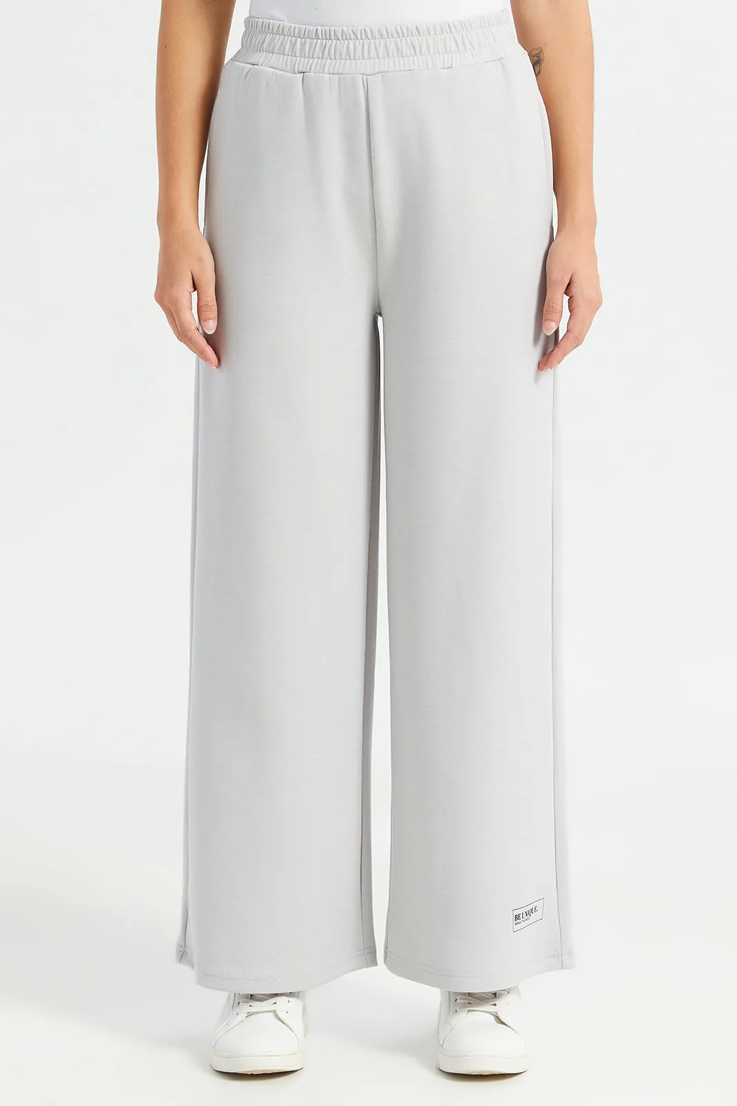 Women Grey Wide Leg Print Detail Active Pants sold by Redtag