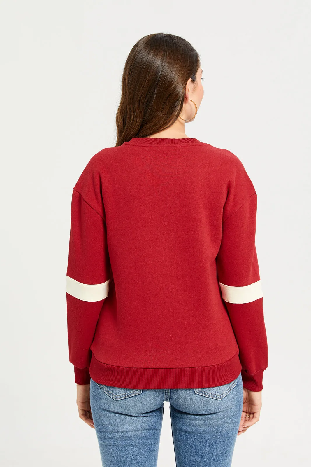 Women Burgundy Embellished Sweatshirt sold by Redtag product image thumbnail 3