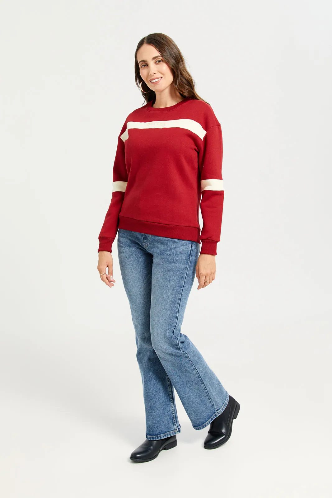 Women Burgundy Embellished Sweatshirt sold by Redtag product image thumbnail 2