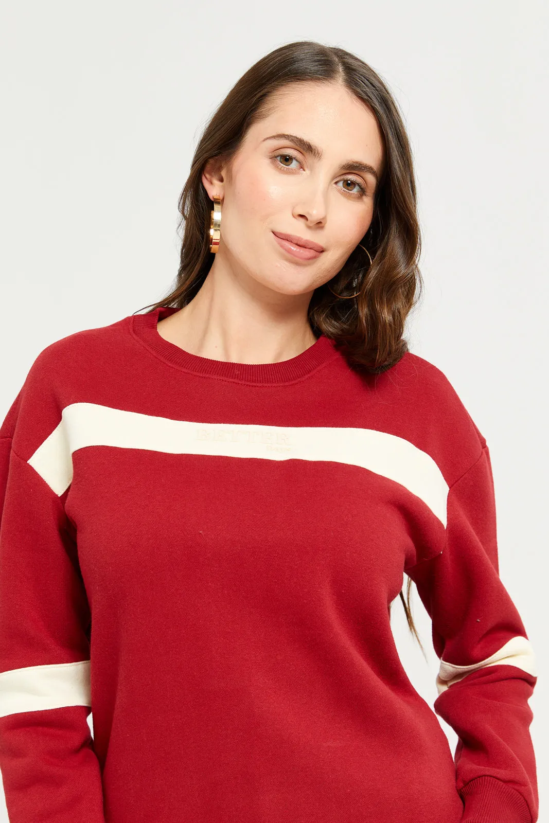 Women Burgundy Embellished Sweatshirt sold by Redtag product image thumbnail 4