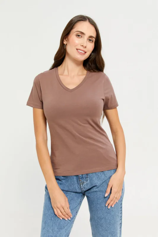 Women Brown Basic T-Shirt sold by Redtag