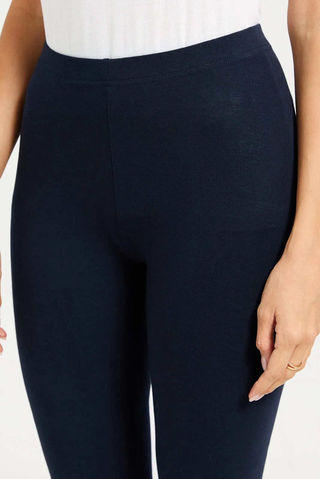 Women Navy Cropped Leggings sold by Redtag product image thumbnail 4