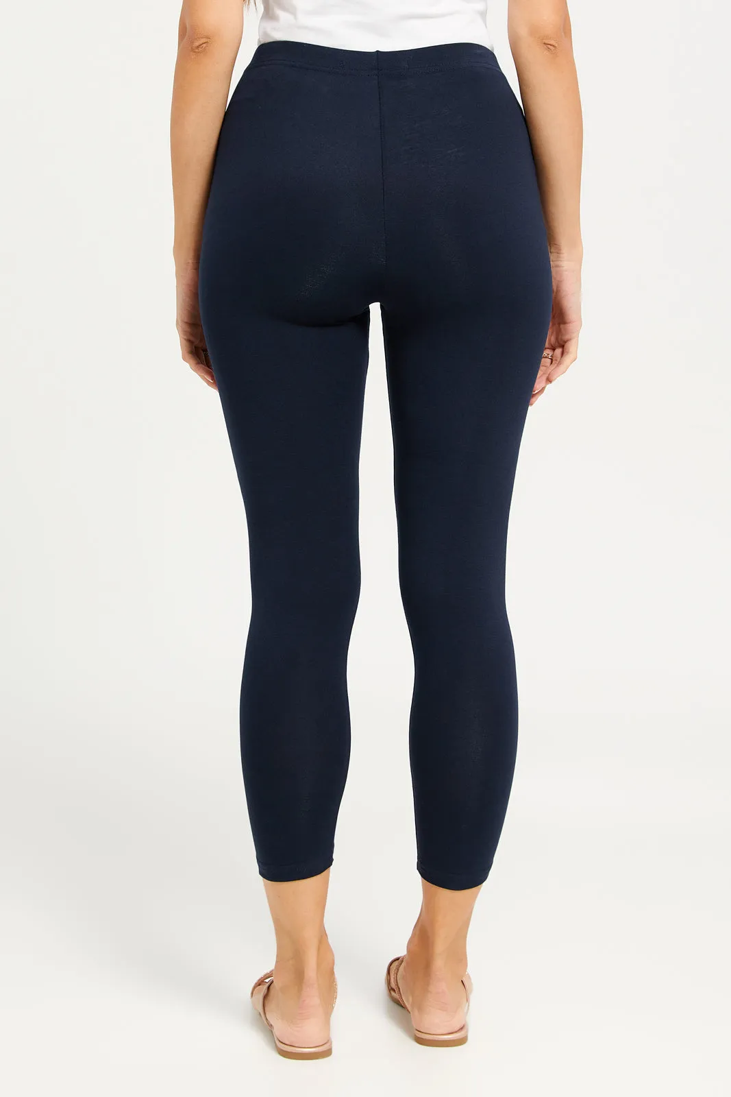 Women Navy Cropped Leggings sold by Redtag product image thumbnail 3