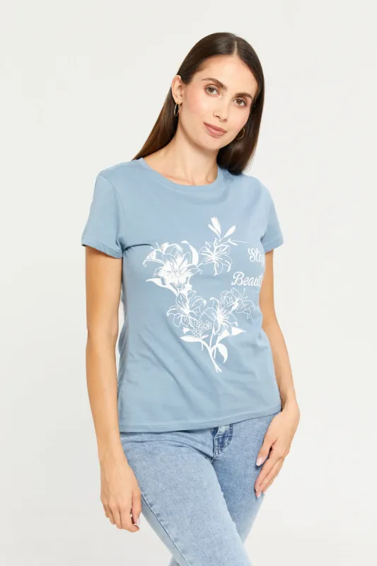 Women Blue Graphic T-Shirt sold by Redtag