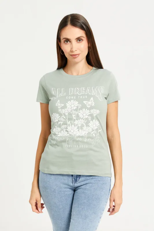 Women Mint Graphic T-Shirt sold by Redtag