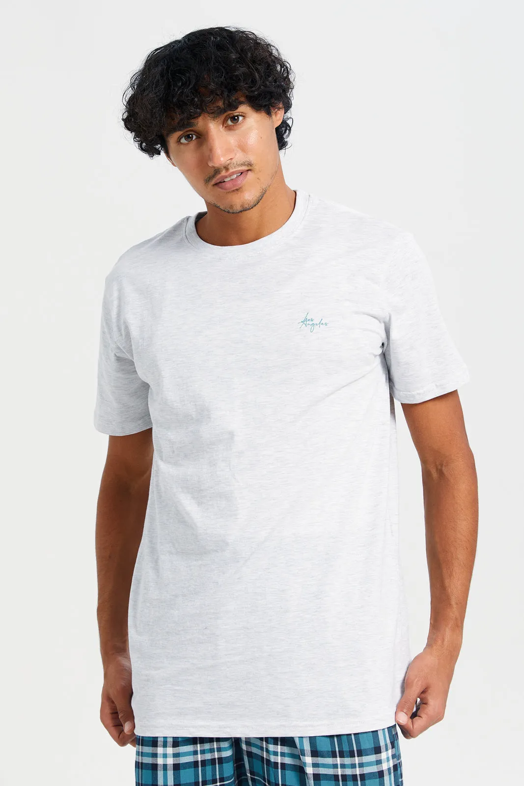 Men Grey And Blue Checkered Pyjama Set (2 Piece) sold by Redtag product image thumbnail 2