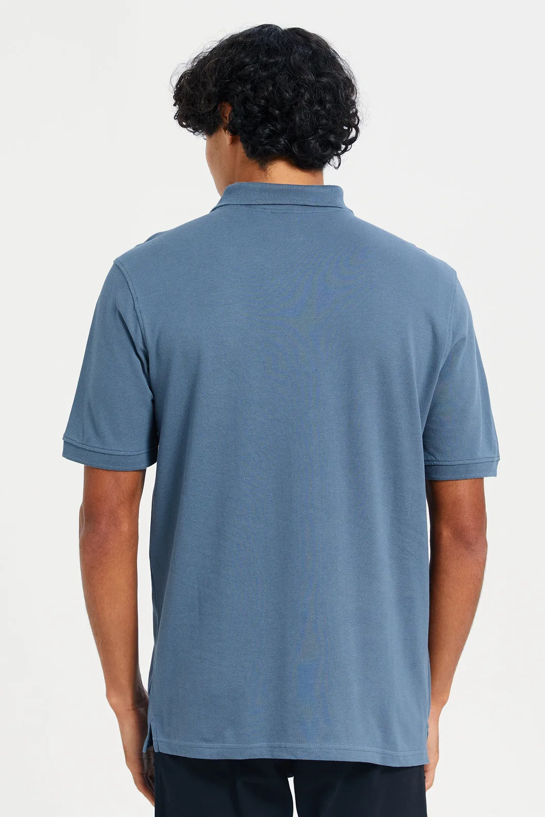 Men Blue Basic Polo Shirt sold by Redtag product image thumbnail 3