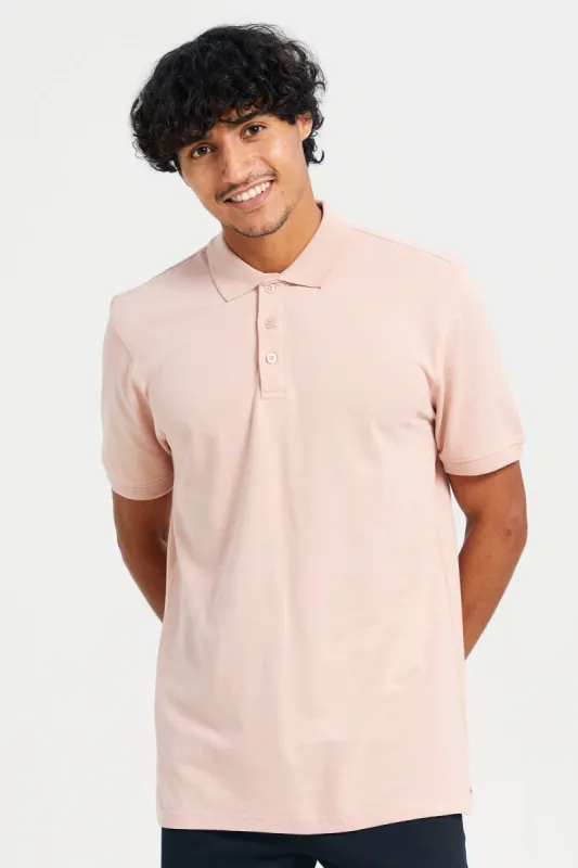 Men Pink Basic Polo Shirt sold by Redtag