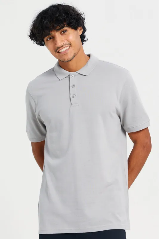 Men Grey Basic Polo Shirt sold by Redtag