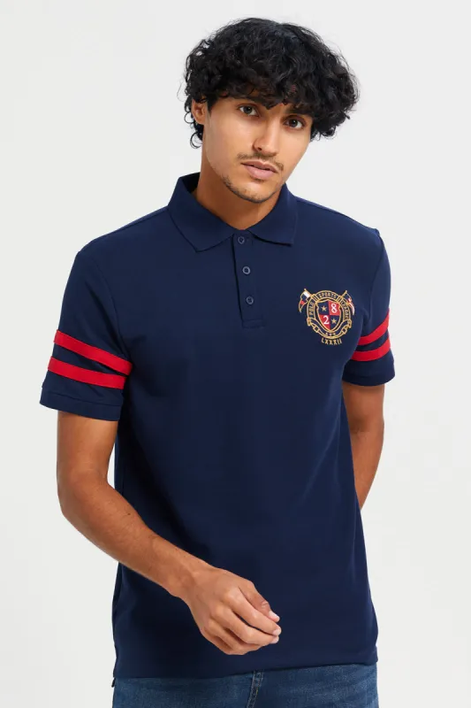 Men Navy Embroidered Polo Shirt sold by Redtag