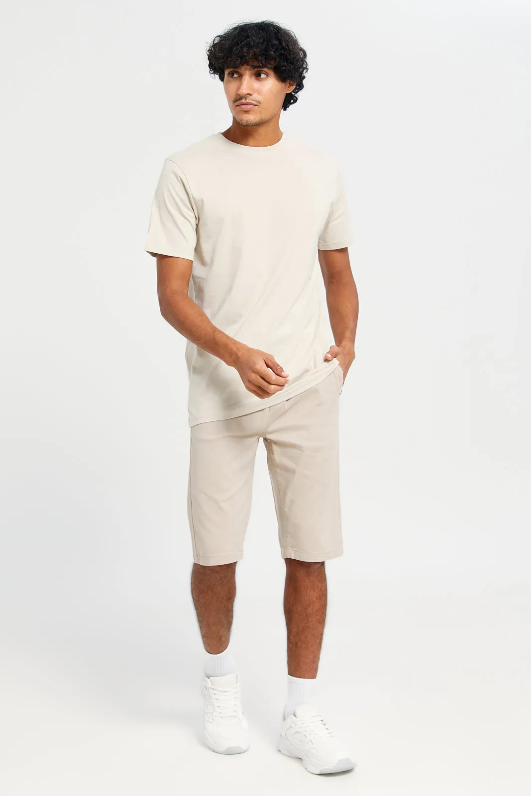Men Beige Basic T-Shirt sold by Redtag product image thumbnail 2