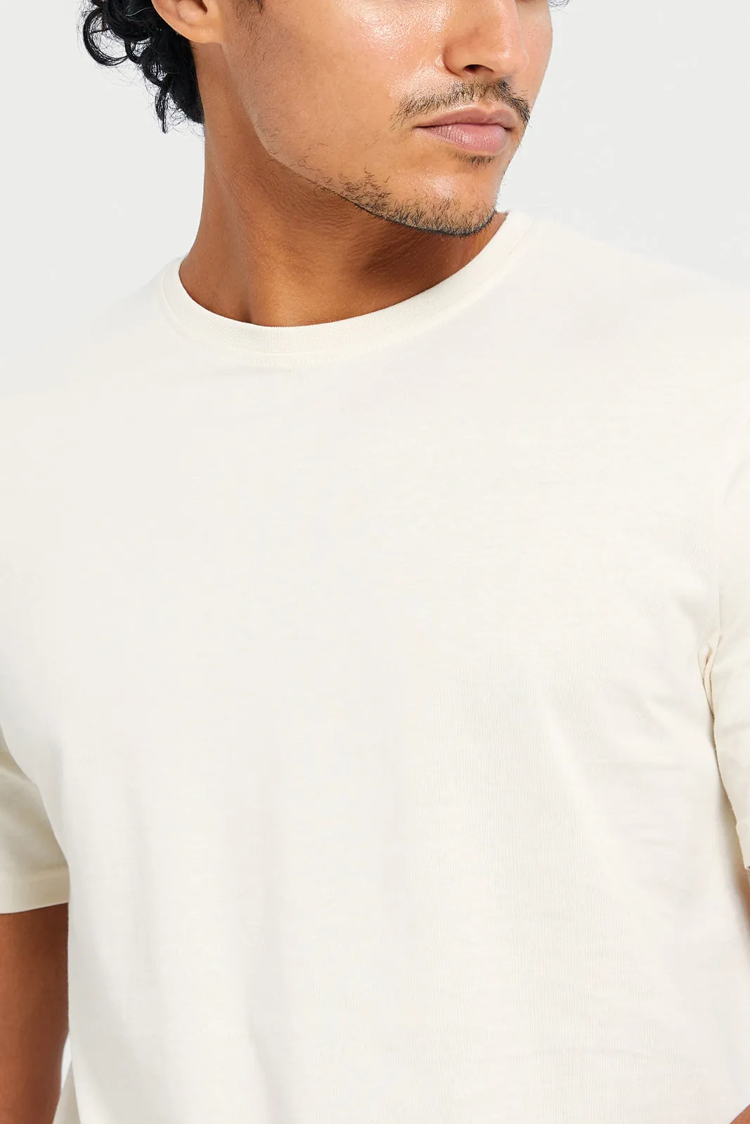 Men Ivory Basic T-Shirt sold by Redtag product image thumbnail 4
