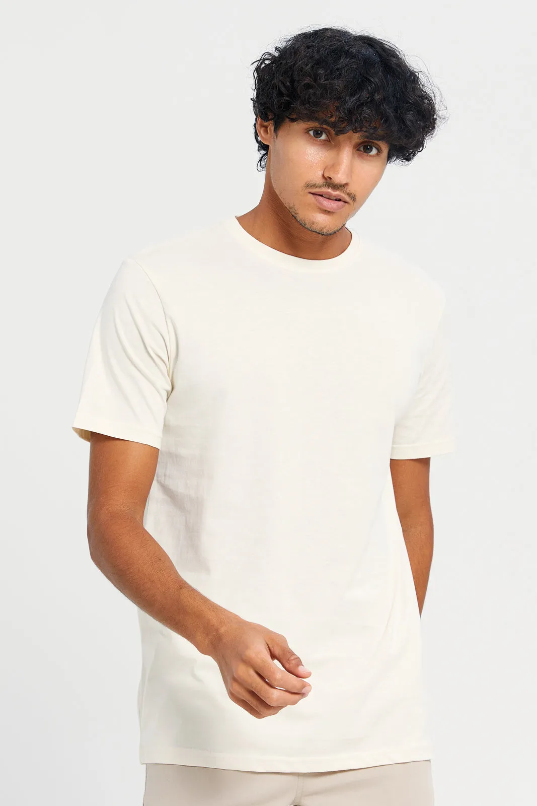 Men Ivory Basic T-Shirt sold by Redtag