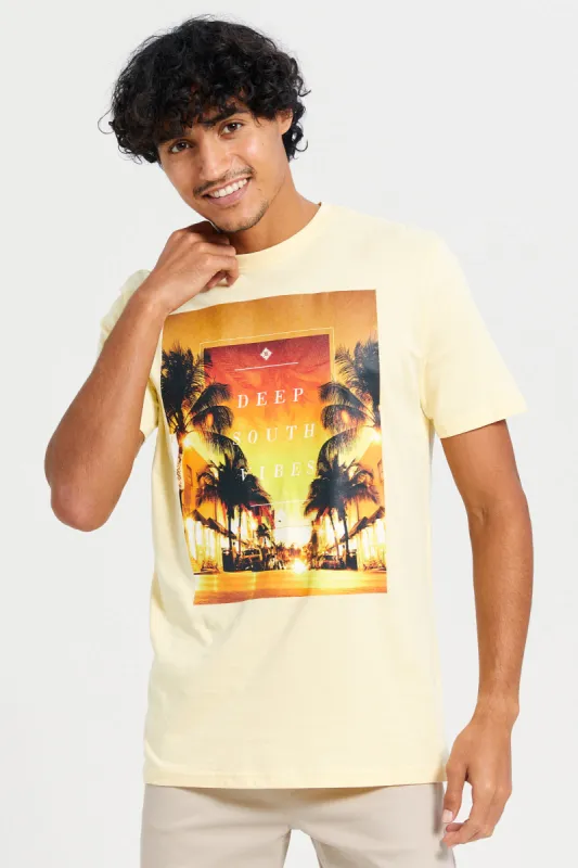 Men Yellow Graphic T-Shirt sold by Redtag