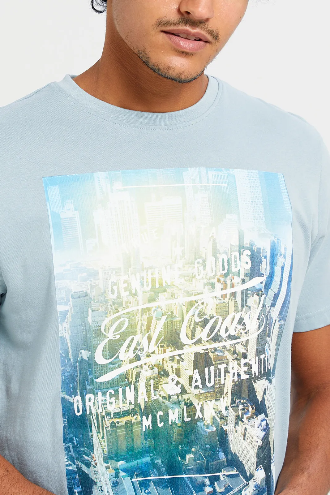 Men Blue Graphic T-Shirt sold by Redtag product image thumbnail 4