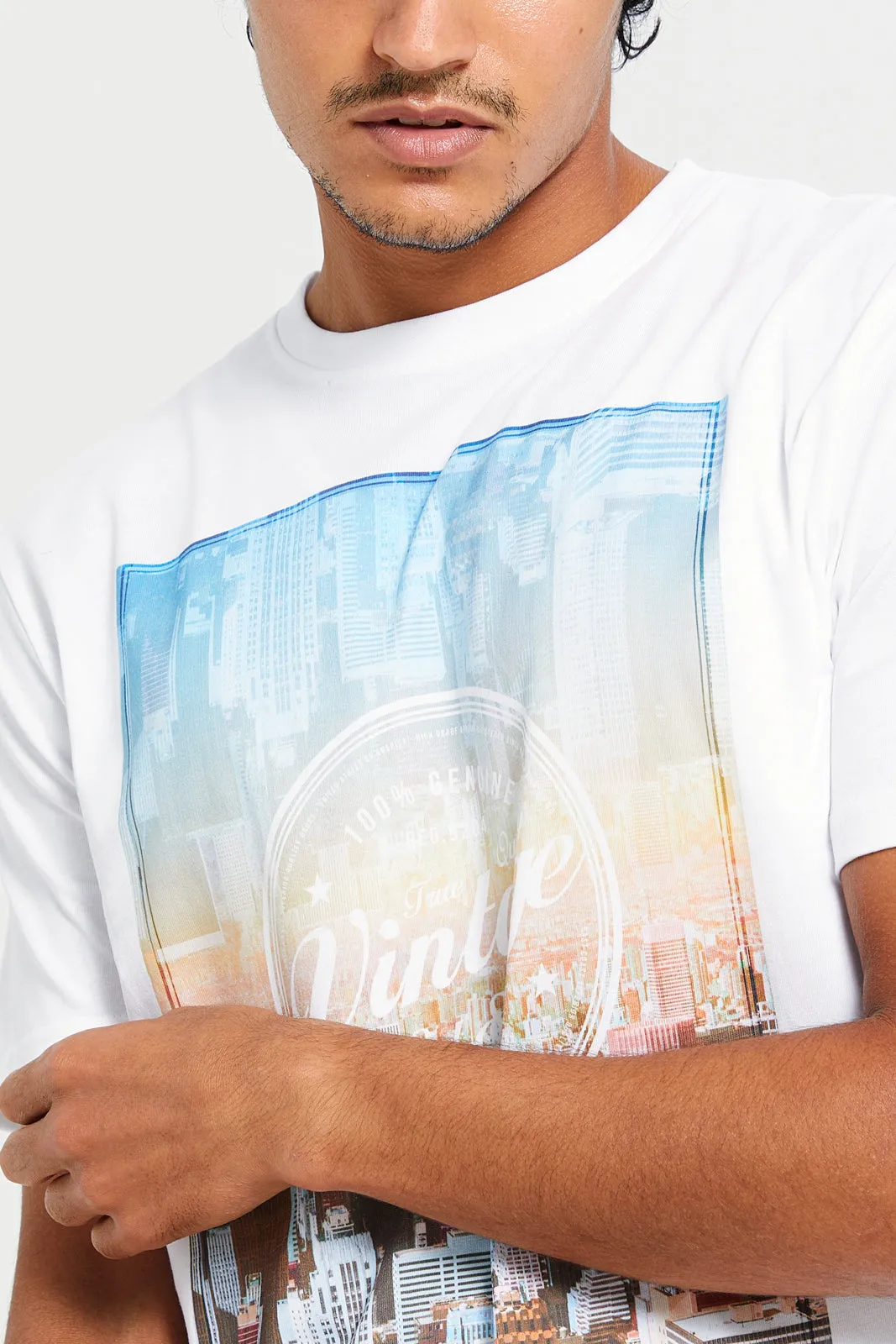 Men White Graphic T-Shirt sold by Redtag product image thumbnail 4