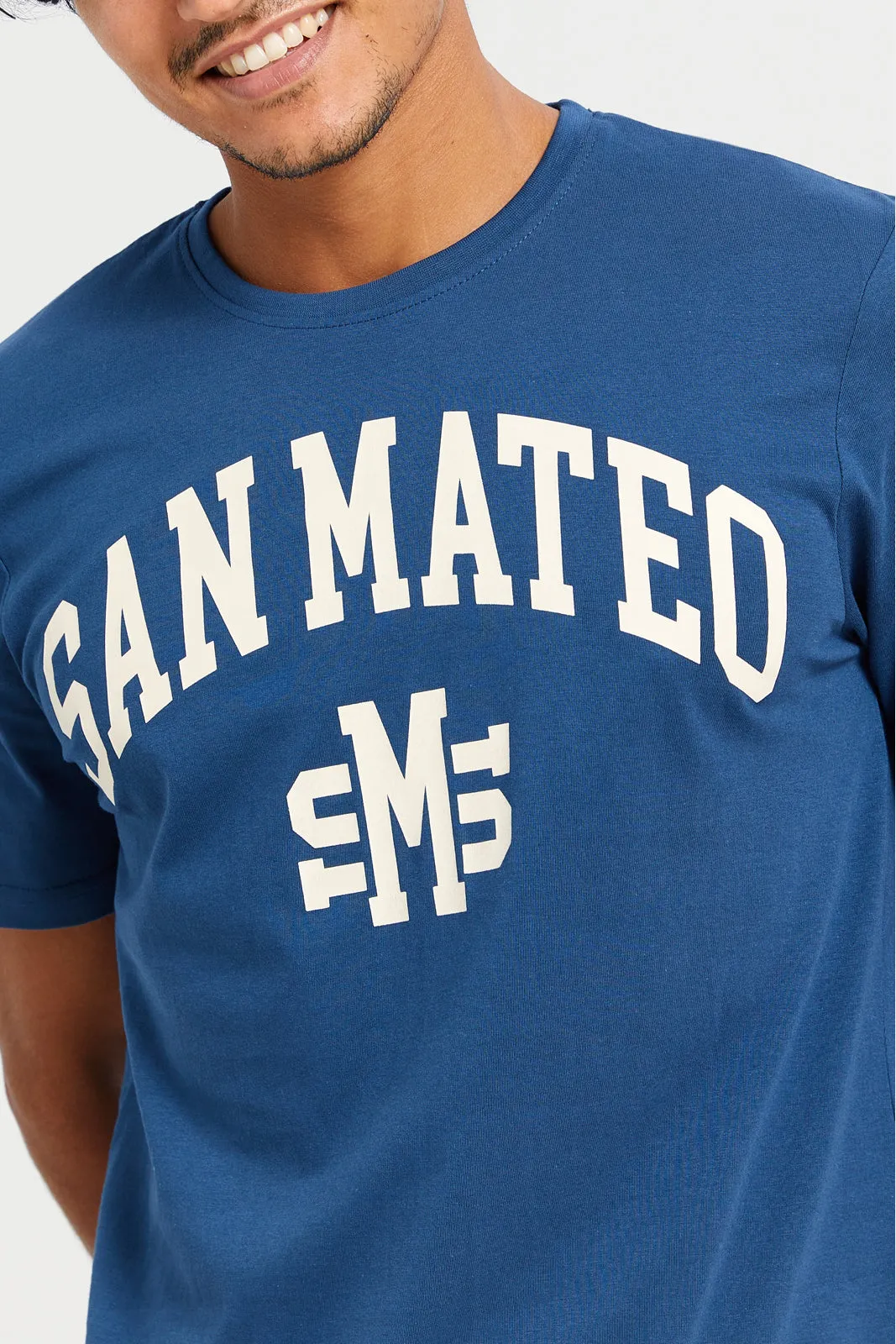 Men Blue Graphic T-Shirt sold by Redtag product image thumbnail 4