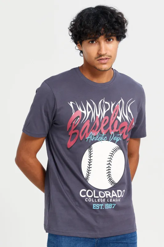 Men Charcoal Graphic T-Shirt sold by Redtag