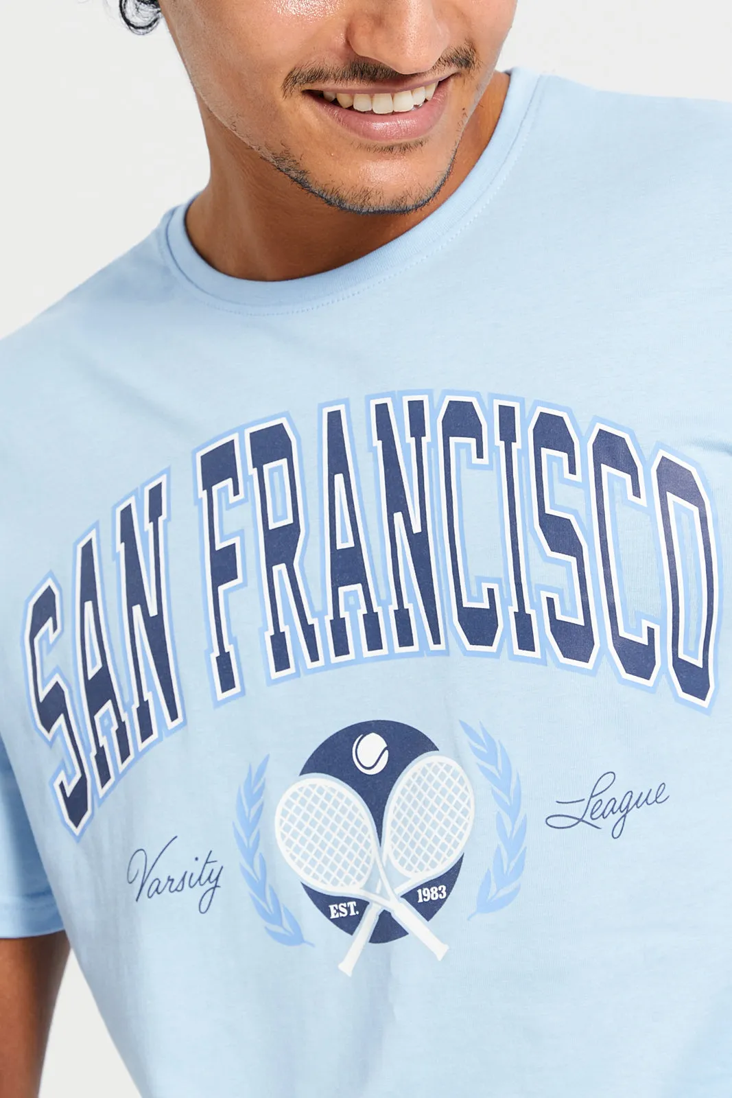 Men Blue Graphic T-Shirt sold by Redtag product image thumbnail 4