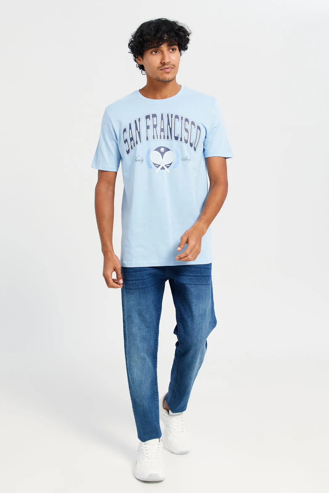 Men Blue Graphic T-Shirt sold by Redtag product image thumbnail 2