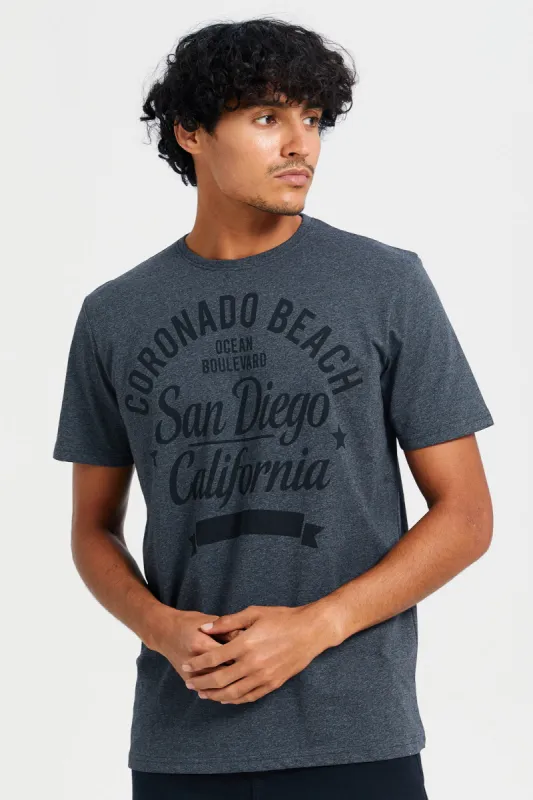 Men Charcoal Graphic T-Shirt sold by Redtag