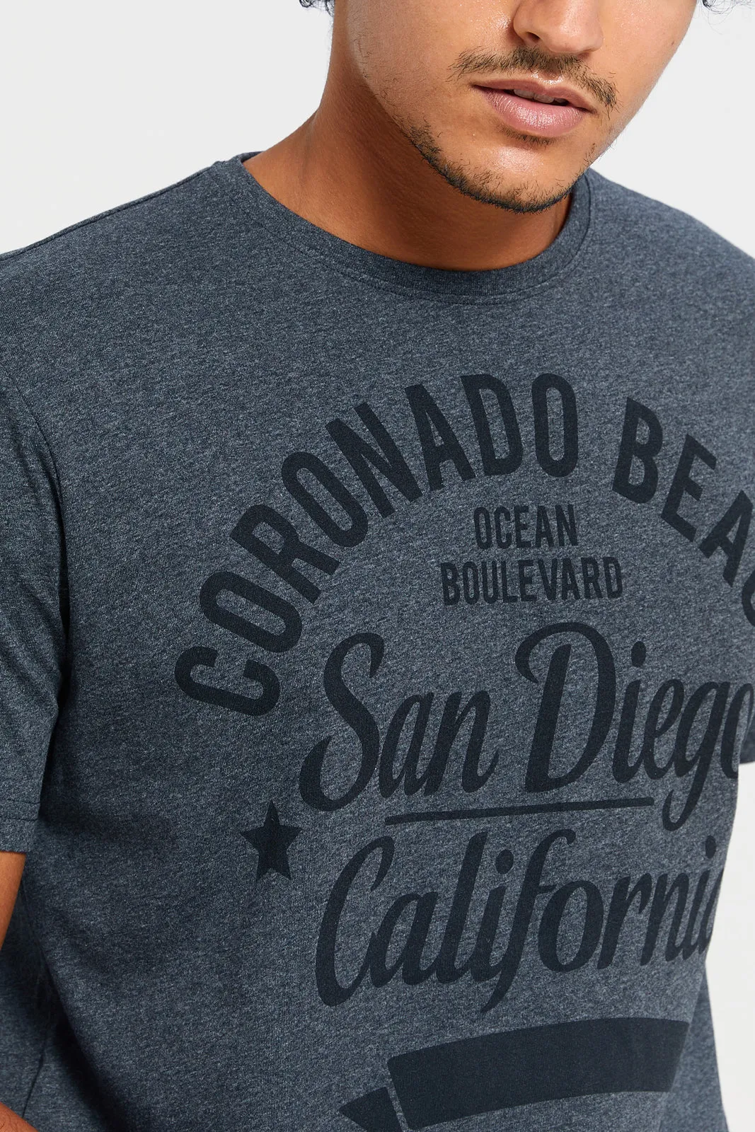 Men Charcoal Graphic T-Shirt sold by Redtag product image thumbnail 4