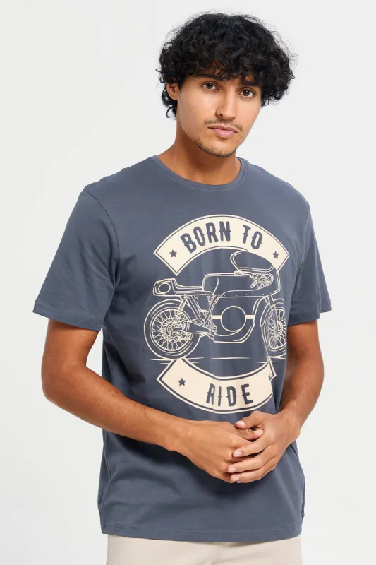 Men Charcoal Graphic T-Shirt sold by Redtag