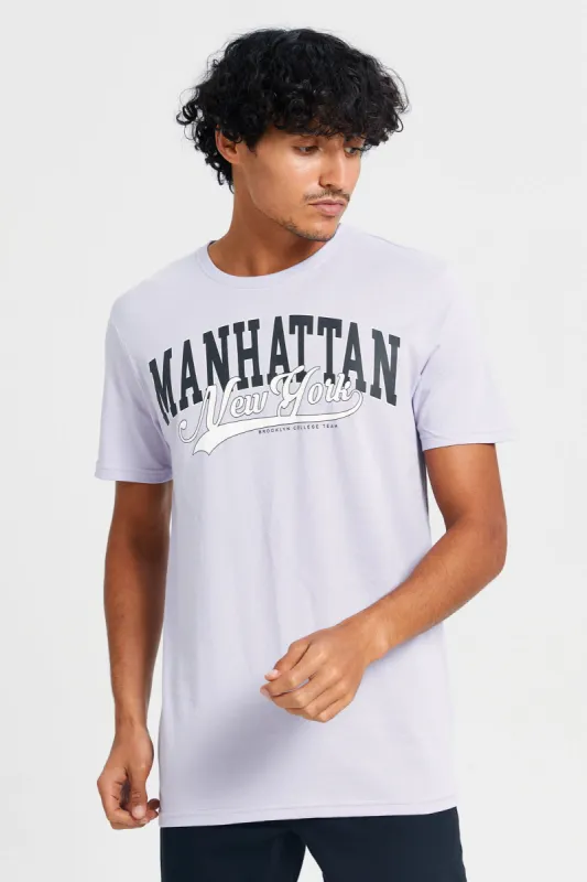 Men Lilac Graphic T-Shirt sold by Redtag