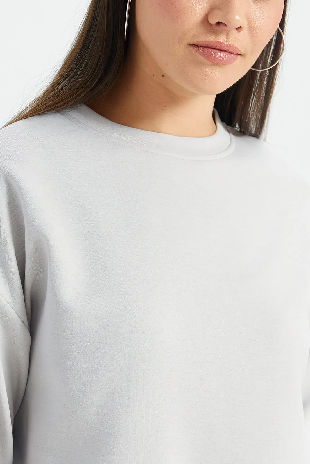 Women Grey Drop Shoulder Printed Sweatshirt sold by Redtag product image thumbnail 4