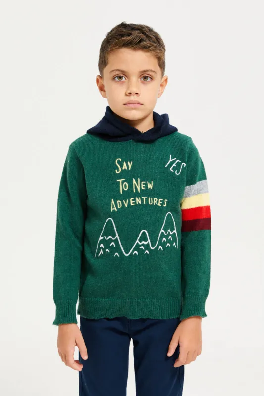 Boys Green Printed Sweater sold by Redtag