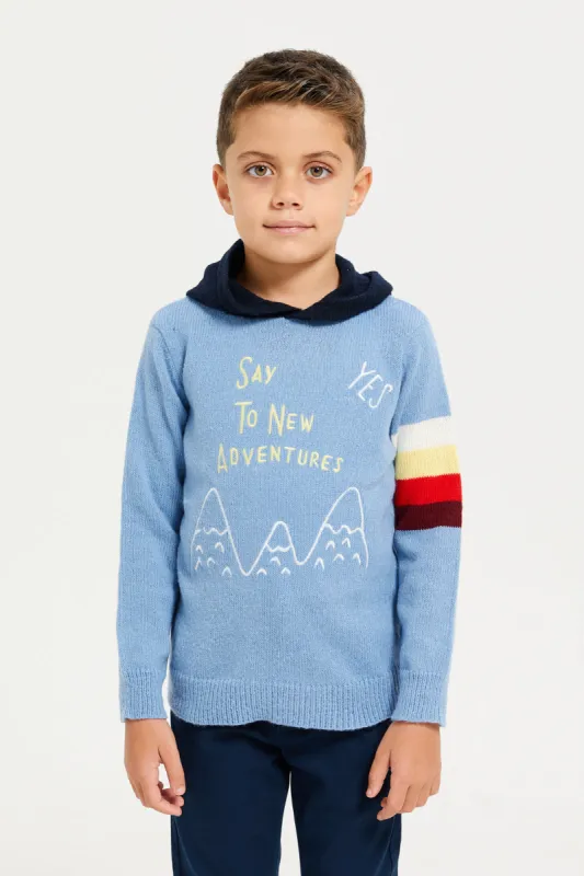 Boys Blue Hooded Sweater sold by Redtag