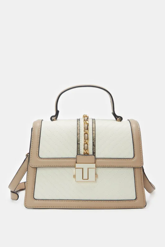 Women Beige Embellished Handbag sold by Redtag