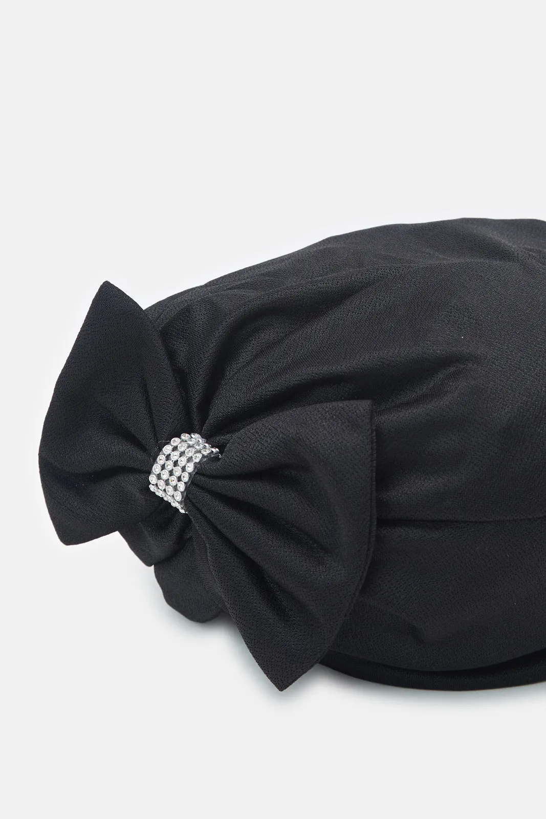 Women Black Bow Trim Modest Cap sold by Redtag product image thumbnail 3