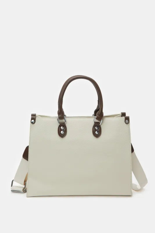 Women Beige Day Bag With Detachable Handle sold by Redtag