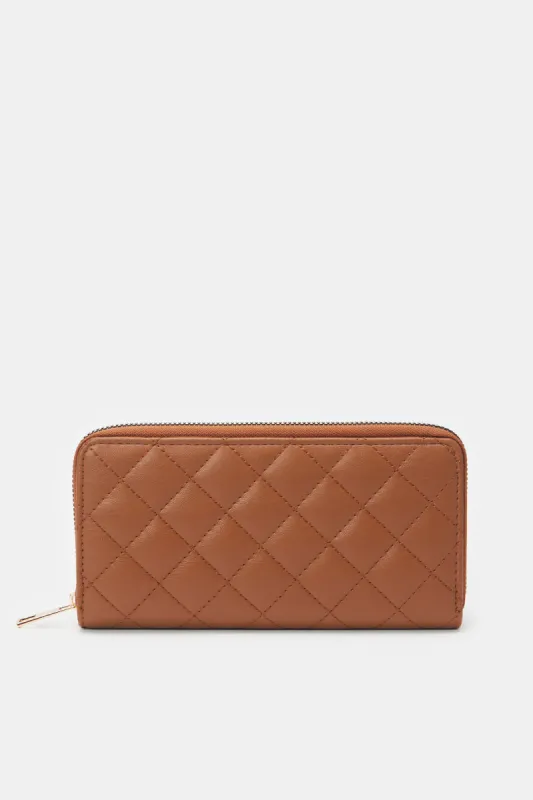 Women Quilted Tan Purse sold by Redtag