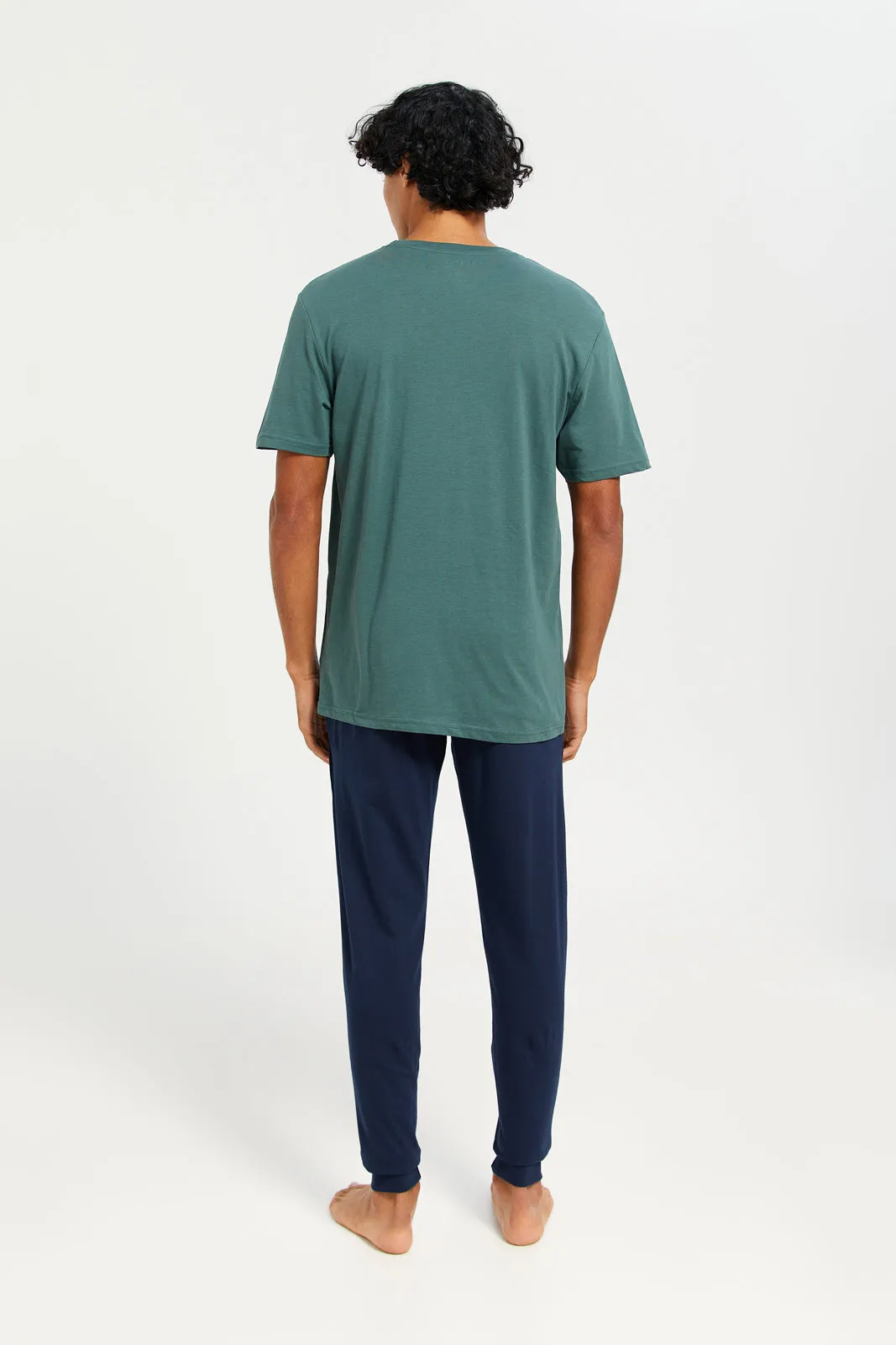 Men Green And Navy Pyjama Set (2 Piece) sold by Redtag product image thumbnail 4