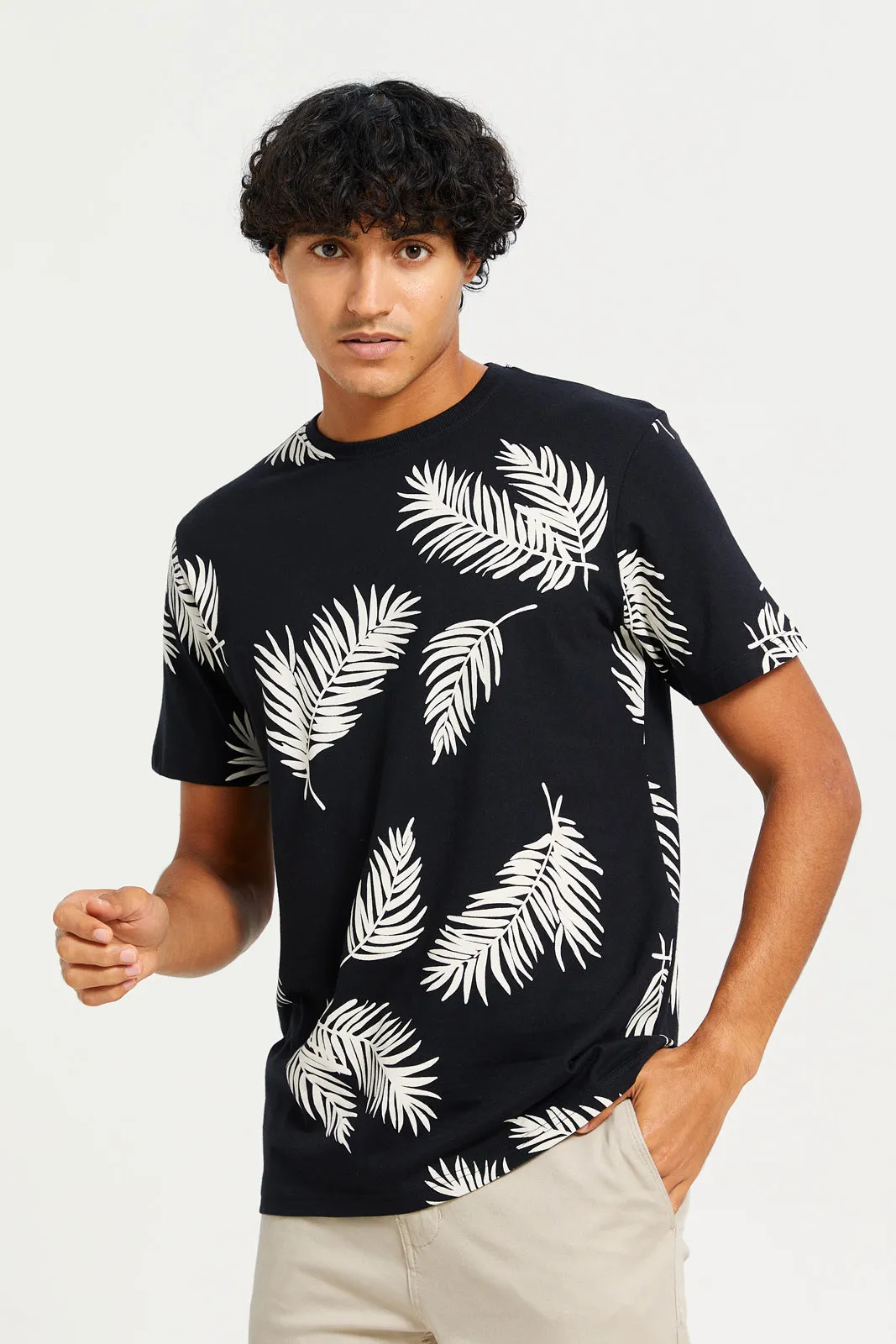 Men Black Printed T-Shirt sold by Redtag